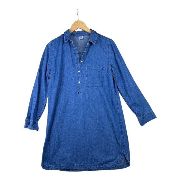 Old‎ Navy Long Sleeve Chambray Dress size Medium Blue - Picture 1 of 6
